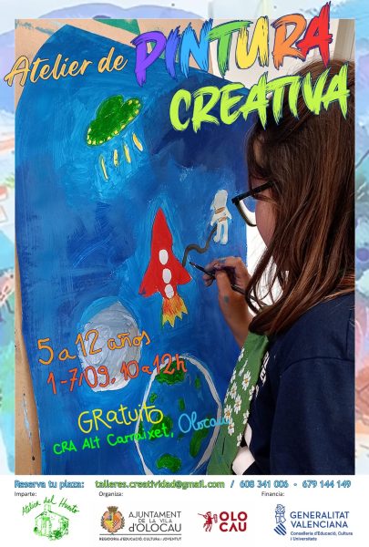 Cartel atelier gratuito de pintura creativa para niñas y niños