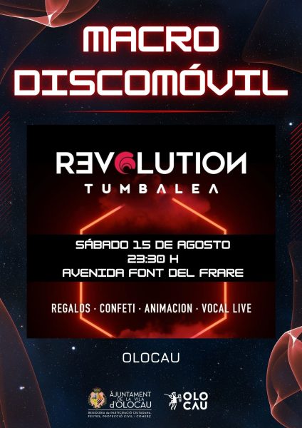 Cartel macrodiscomóvil Tumbalea Revolution Olocau