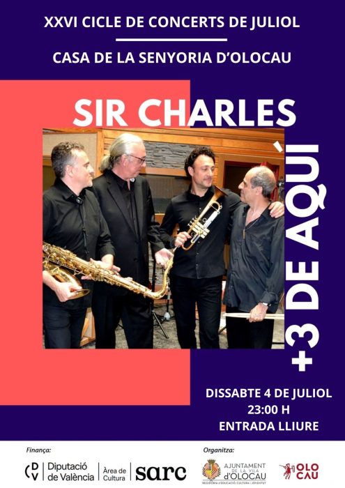 Cartell concert Sir Charles + 3 De Aquí (XXVI Cicle de Concerts de Juliol)